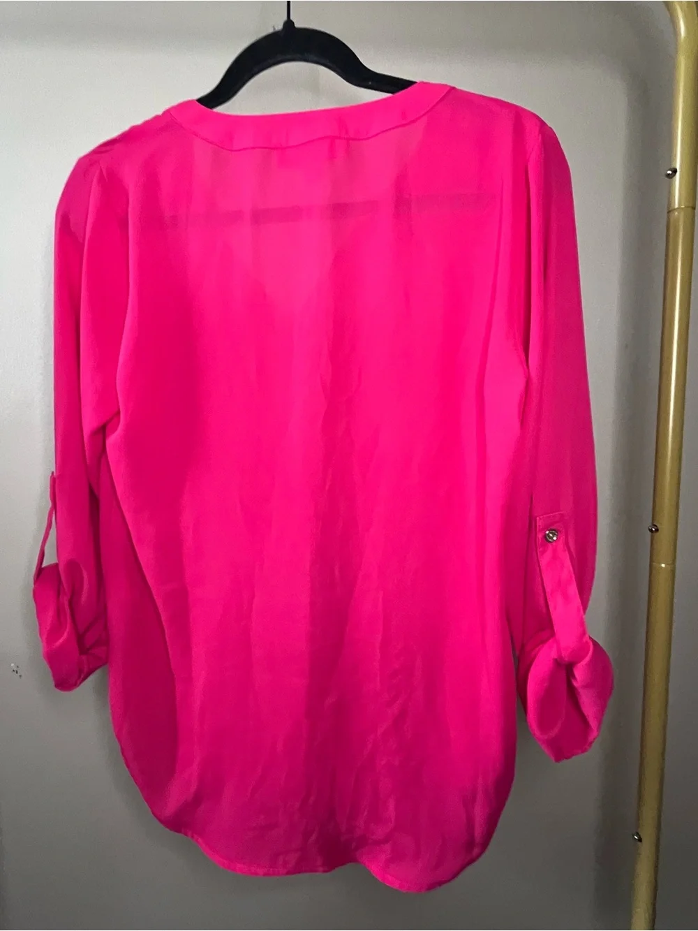 Michael Kors Hot Pink Zip-Pocket Blouse sz S